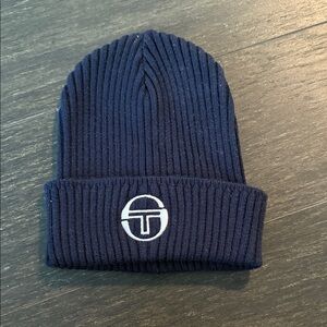 Sergio Tacchini Navy Blue Ribbed Knit Beanie